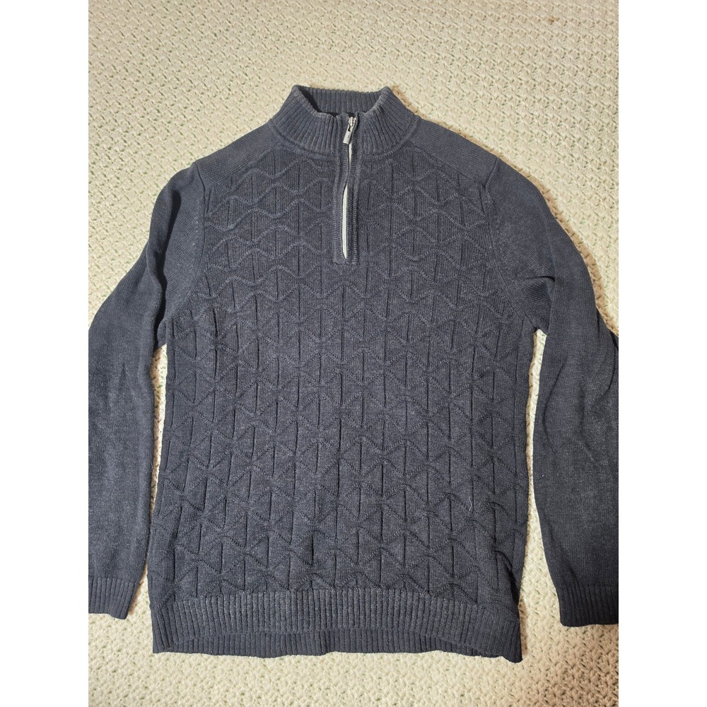 Tommy Bahama Quarter Zip Sweater Mens Large Charcoal Grey  Textured Knit